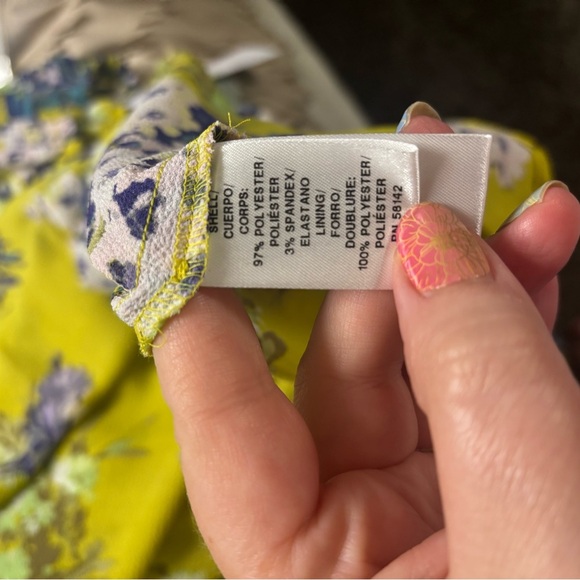 London Times Long Sleeve Tie Keyhole Midi Dress Size 4 New Yellow Floral - Picture 6 of 10